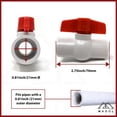 thumbnail image 3 of 1/2" PVC Ball Valve Socket Schedule 40, 1/2" Slip, Quarter-Turn T-Handle White Compact Ball Valve [2899] Water Shut-off Valve Inline PVC Ball Valve (1/2"), 3 of 9