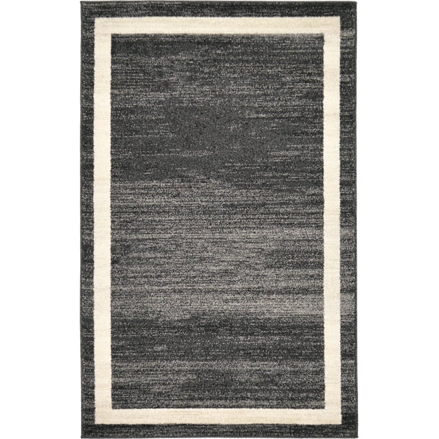 Unique Loom Del Mar Collection Contemporary Transitional Area Rug, 3' 3" x 5' 3", Black/Ivory