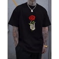 thumbnail image 1 of Camiseta de manga corta con cuello redondo y estampado de rosas para hombre, moderna, cómoda y transpirable, ideal para primavera, verano y vacaciones., 1 of 7