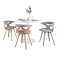thumbnail image 5 of Dakota-Gardenia Contemporary Dining Set in White Steel with White Wood Tabletop and Whitewashed Wood with Grey Fabric - 4 Piece, 5 of 5