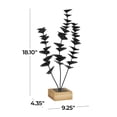 thumbnail image 3 of 9" x 18" Black Metal Leaf Sculpture with Wood Base, by DecMode, 3 of 13