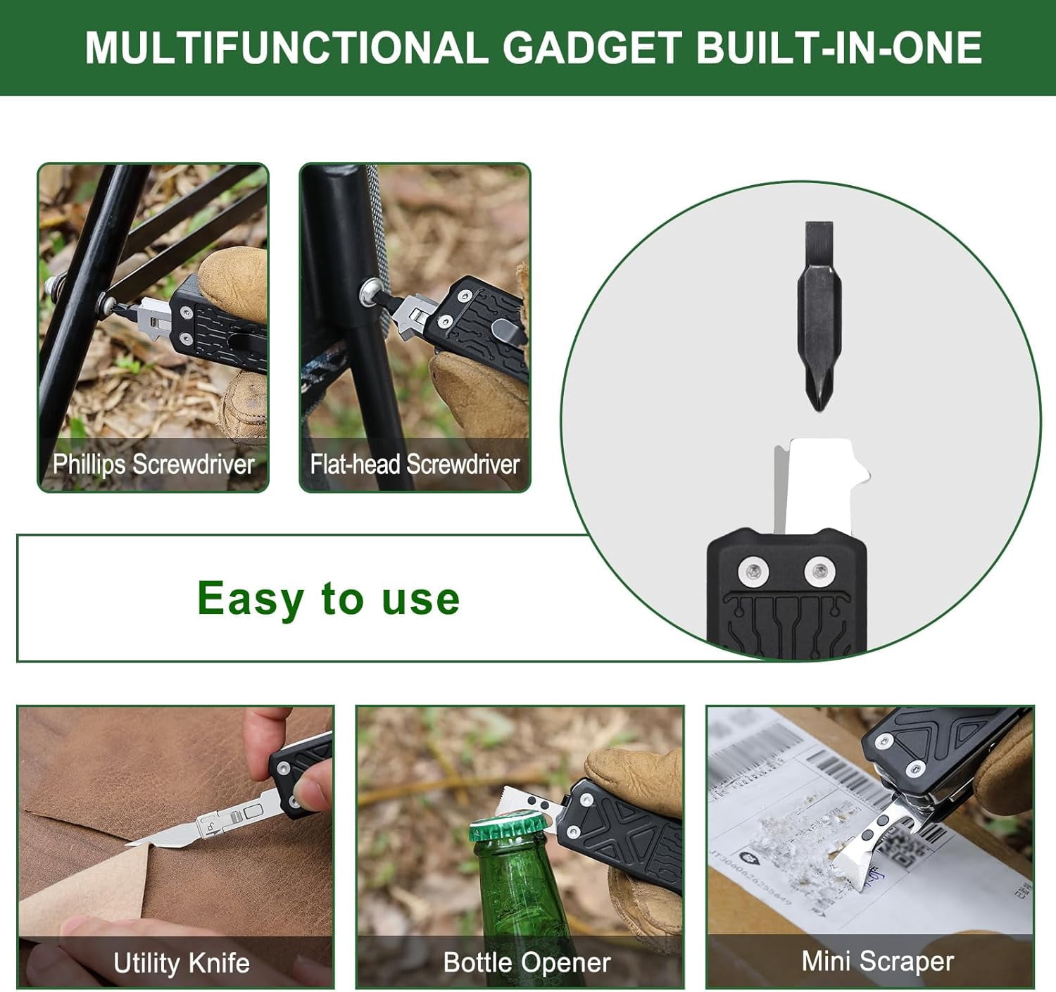NexTool Pocket Tool E1, Multitools with Replaceable Folding Knife, Dual Head Screwdriver and Scissors