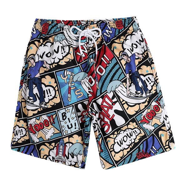 Men's Quick-dry Swim Trunks Regular Fit Extended Elastic Waist Drawstring Board Shorts Beach Swimming Trunks