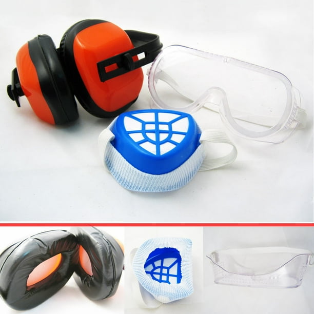 3pc Safety Goggles Face Mask Protection Kit Anti Dust Filter Ear Muff