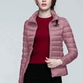 thumbnail image 4 of felwors Puffer Jacket Women Casual Feather Lightweight Down Jackets Packable Solid Color Puffer Coats With Storage Bag Winter Pink, XXXXL, 4 of 6