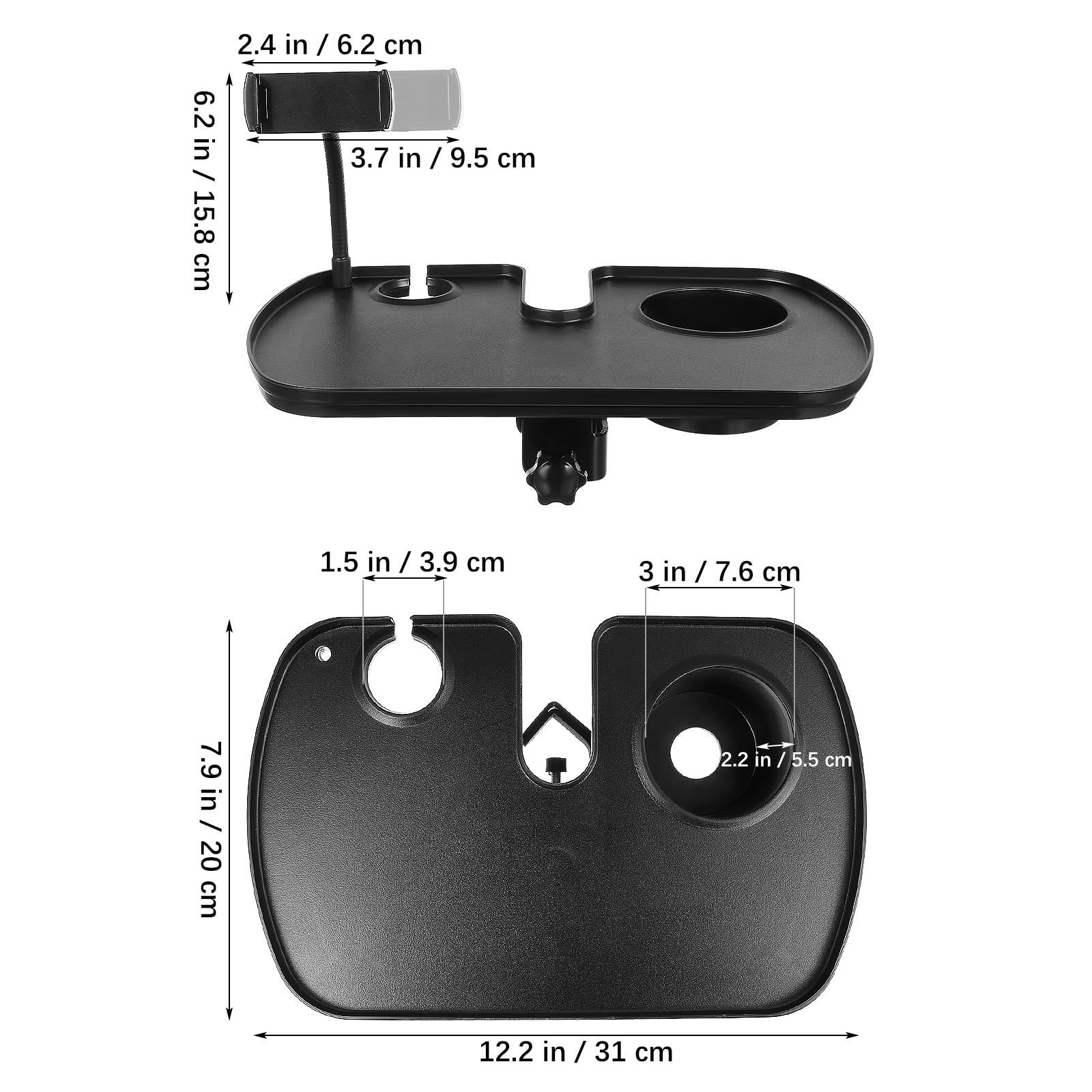 LULULION Black Mic Stand Tray Clamp on Shelf with Large ABS Tray for Microphone Stand Accessories and Live Broadcast