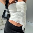 thumbnail image 4 of Chaqueta Camiseta sin mangas de malla para mujer, traje de vacaciones sin espalda estilo Y2k Sexy asimétrico para mujer Ygjytge para Mujer Blanco T M, 4 of 6