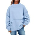 thumbnail image 3 of BiZtdJrK Womens Trendy Sweatshirt Mock Neck Long Sleeve Casual Pullover Tops Lightweight Loose Fit Solid Fall Sweatshirts with Pocket Light Blue S, 3 of 8