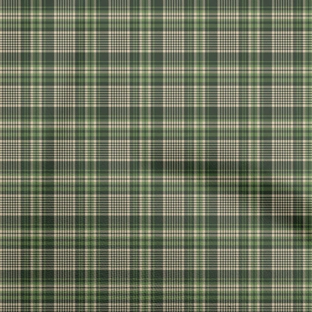 oneOone Cotton Silk Dark Green Fabric Check Sewing Material Print Fabric By The Yard 42 Inch Wide