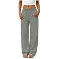 thumbnail image 3 of VBVC Women's Button-Down Palazzo Pants,High Waist Work Office Trousers For Women,Ladies Wide Leg Sweatpants with Pockets,Gray,S-2XL, 3 of 9
