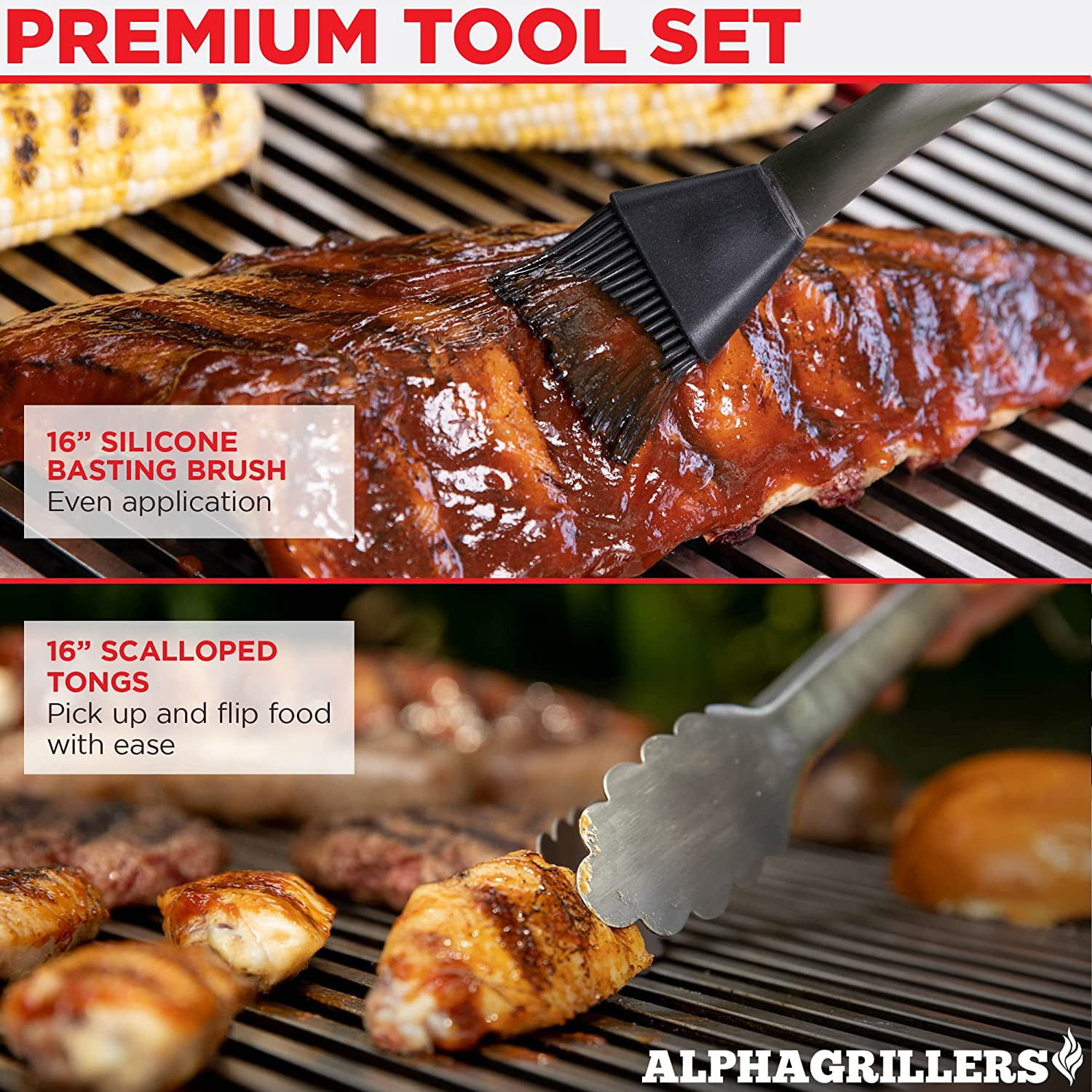 Alpha Grillers Cast Iron Pot & BBQ Brushes for Sauce - 24 oz Cast Iron  Saucepan & Basting Brush BBQ Mop - Gifts for Dad - Premium Cast Iron  Cookware 