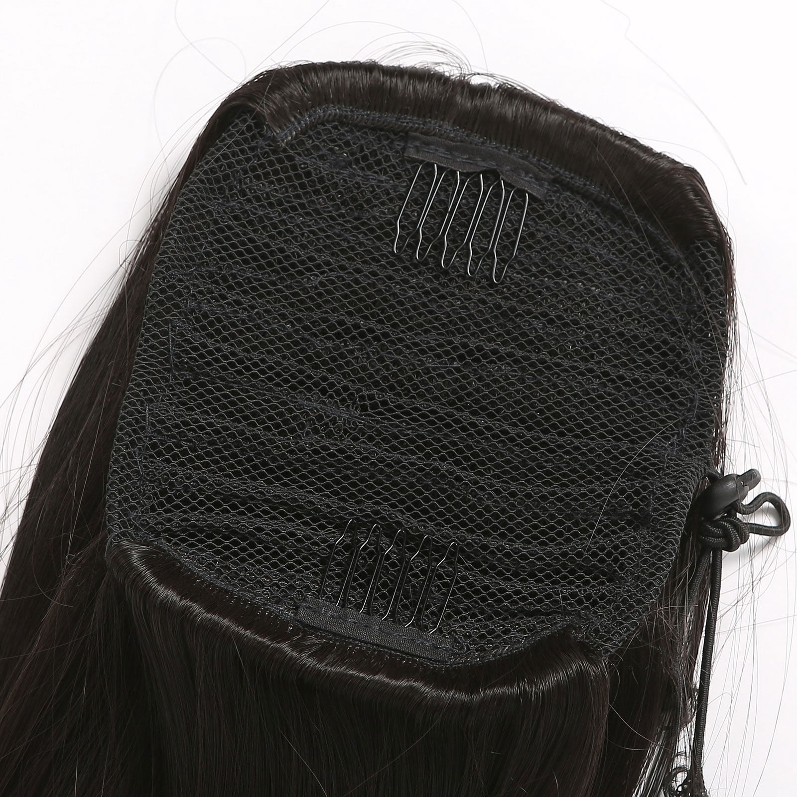 Heat Resistant Fibre Synthetic Drawstring Ponytail Clip in Hair Extensions Black Long Tail Warping Ponytail Extension for Women