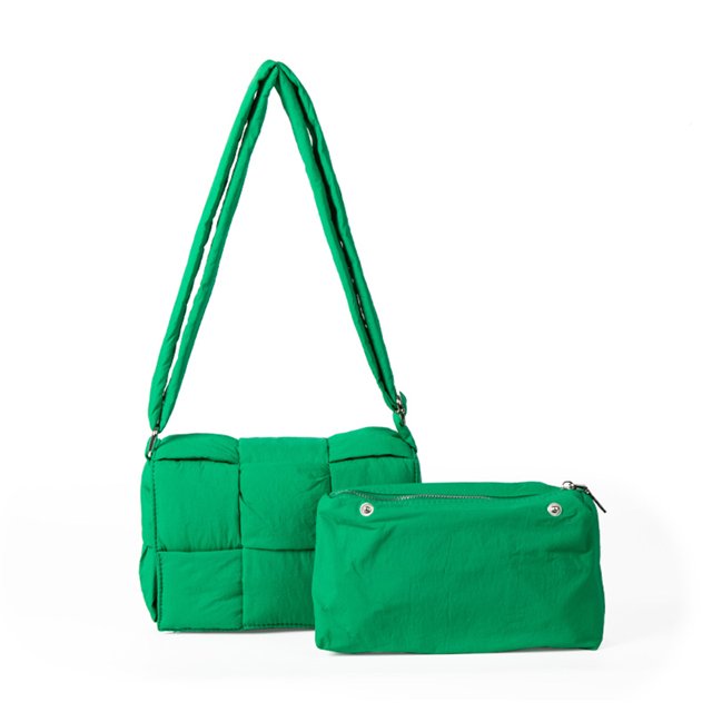 Bolso Hobo Plumón para Mujer Bolso Mano Suave Y Acolchado Bolso Hombro Con Monedero (verde)