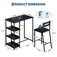 thumbnail image 3 of Juego de Comedor de 3 Piezas para Espacios Pequeños - Mesa de Bar Moderna Rectangular con 2 Taburetes, Estructura de Metal Resistente, Ideal para Apartamento, Cocina, Desayunador o Café en Casa, 3 of 8