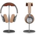 thumbnail image 2 of Soporte para auriculares, soporte para auriculares de madera de nogal y aluminio, soporte para auriculares para juegos de nogal natural con base sólida y pesada para todos los tamaños de, 2 of 7