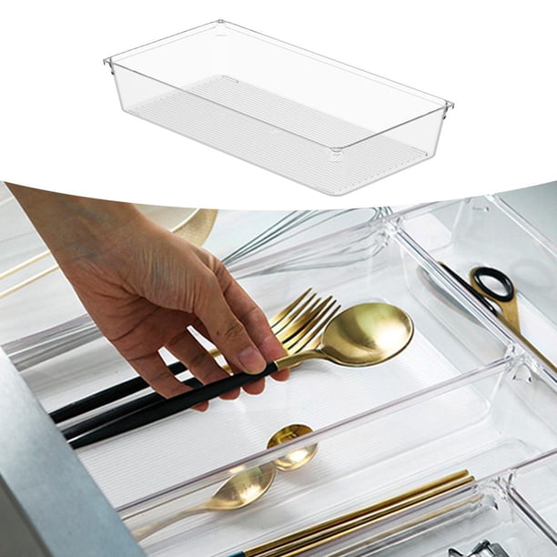 Cajón transparente bandejas PET plástico cosméticos divisor cajas de almacenamiento de maquilje rmitorio Baño Oficina Los 30.6x15.3x5.2cm Soledad organizador de cajones