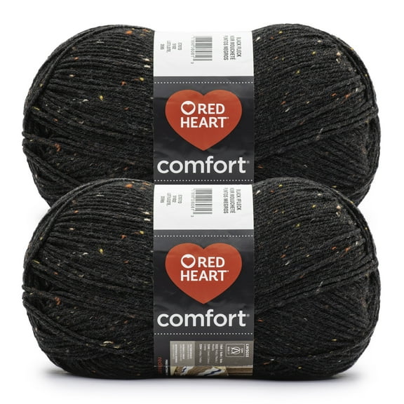 Red Heart® Comfort® #4 Medium Acrylic Yarn, Black Fleck 12oz/340g 649 Yards (2 Pk)