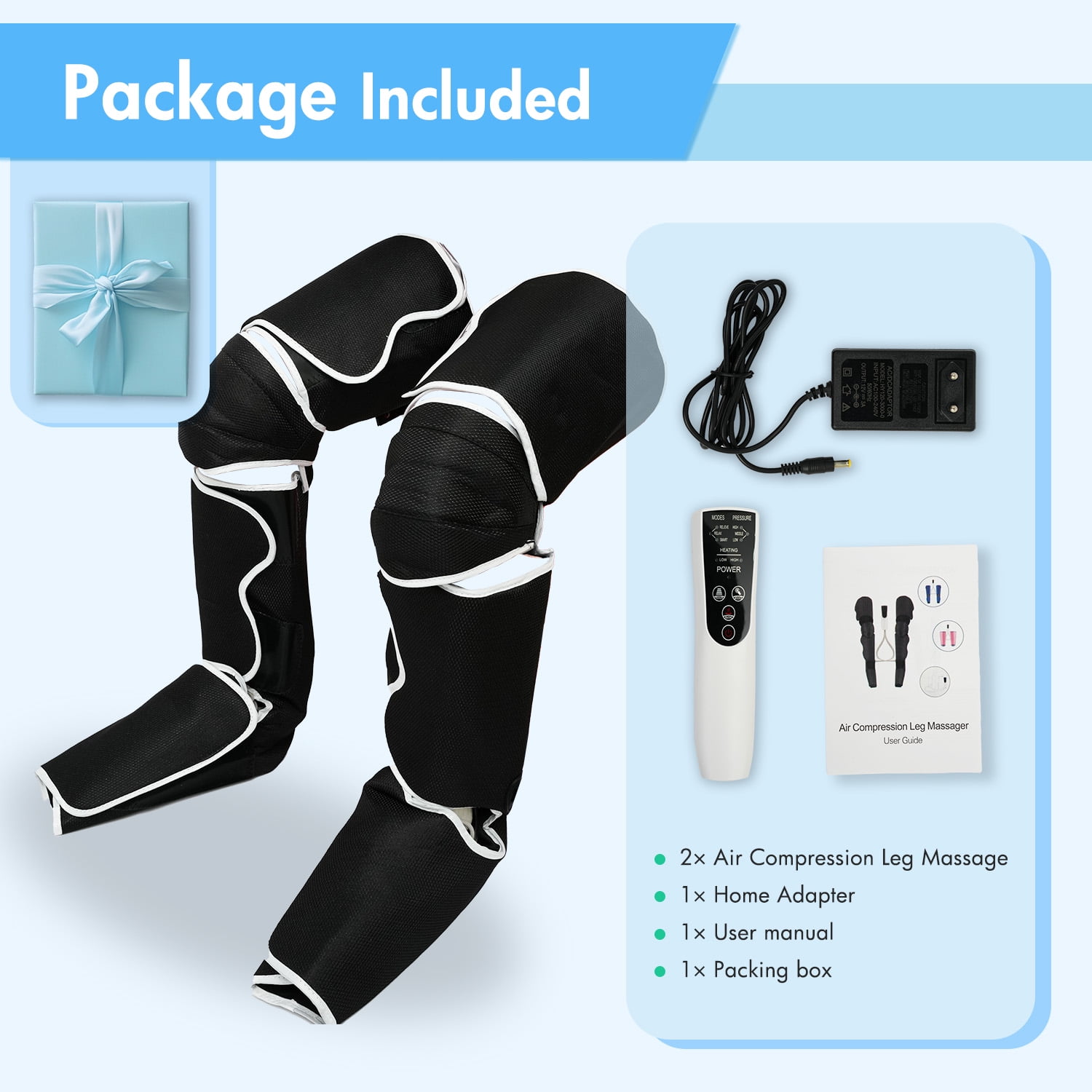 Leg Massager with Heat, Air Compression Thigh, Leg Air Compression Massager for Circulation and Pain Relief with 3 Modes, Muscles Relaxation