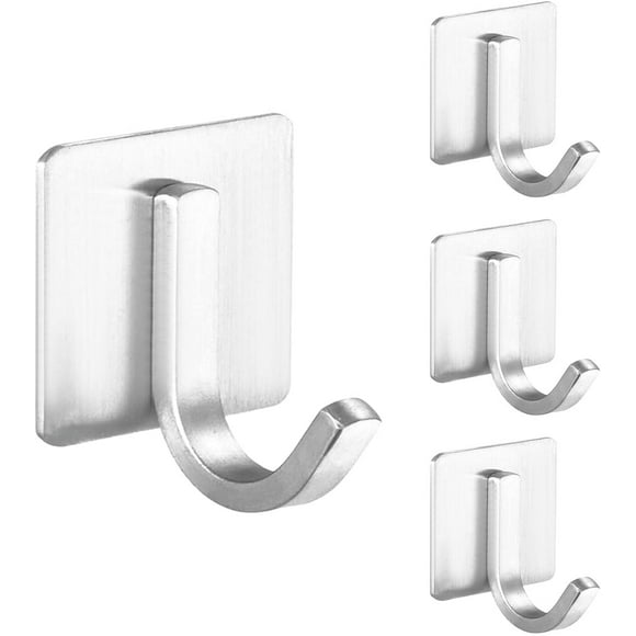 6 Pieces 3M Adhesive Hook, Strong Adhesive Steel, Bathroom Wall Hook, Stainless Steel