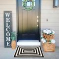 thumbnail image 2 of Black Cream Outdoor Rug Doormat 2\u2019 x 3\u2019 Farmhouse Cotton Woven 3D Striped Printed Rugs Runner Washable Welcome Door Mat for Bathroom Living Room Bedroom Carpet, 2 of 7