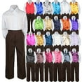 thumbnail image 1 of 23 Color 4 Pieces Brown Vest set Necktie Boy Baby Toddler Formal Tuxedo Suit S-7, 1 of 2