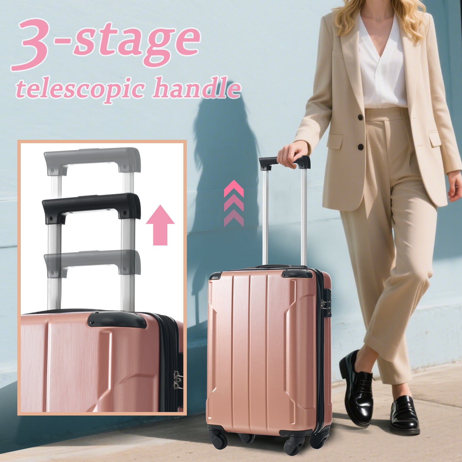zyoiszvq Medium Checked Luggage 24 Inch,Expandable Hardside Luggage with Spinner Wheels & TSA Lock,ABS Lightweight Travel Luggage