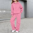 thumbnail image 2 of Girls Boys Sweatsuit 2 Piece Outfits Hooded Sweatshirt and Sweatpants Fleece Lined Tracksui𝘁 Plain Athletic Jogger Sets Warm, 2 of 5