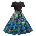 thumbnail image 1 of WILLBEST Vestidos Casuales para Mujer con Curvas Vestidos para Mujer Moda Manga Corta Hasta La Rodilla Retro Línea A Acampanado Swing Formal Fiesta de Graduación Vestido Vintage Grande​​, 1 of 2