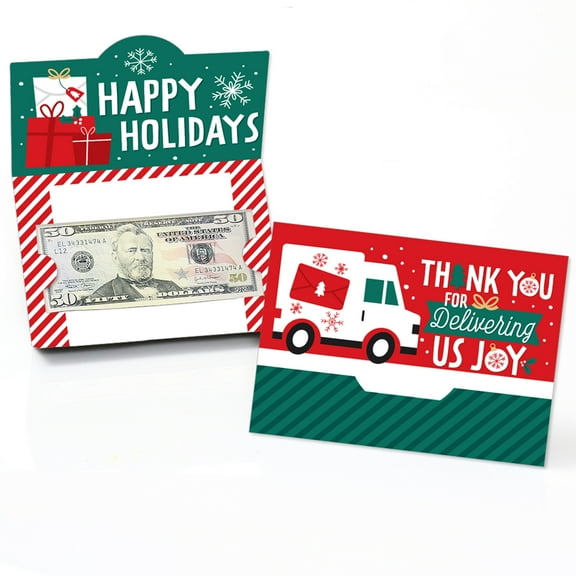 Big Dot of Happiness Christmas Delivery Drivers Appreciation - Thank You Mail Carriers Money And Gift Card Holders - Set of 8