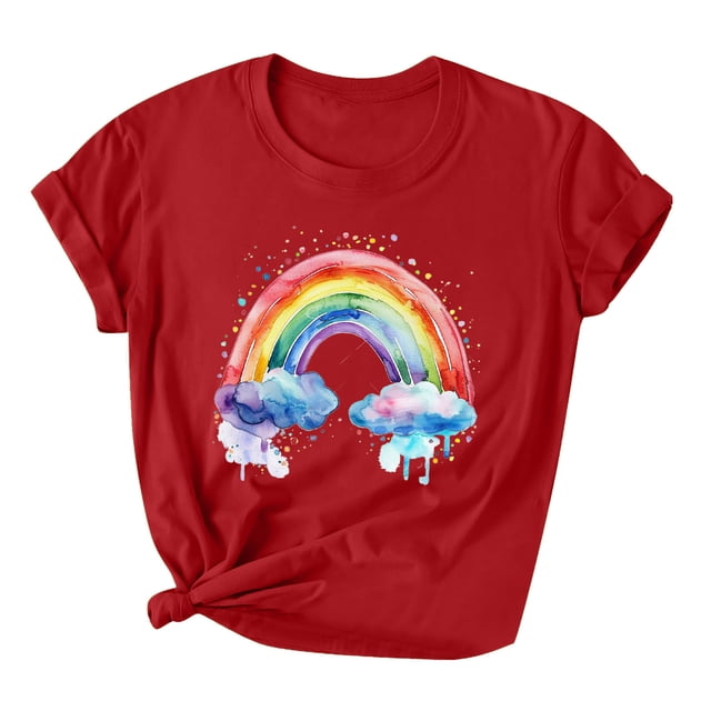 Pisexur Hauts d'Été pour Femmes T-Shirts Fierté LGBT Tendance Teinture sur Nœuds Graphique Coloré Tee Tops Décontractés Col Rond Manches Courtes Blouses Mode Imprimé Floral T-Shirts Égalité Hauts Confortables pour Sortir