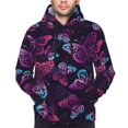 thumbnail image 4 of KLL Purple Butterfly Print Mens Hoodie Long Sleeve Casual Pullover Hooded Sweatshirt Fashion Drawstring Hoodies with Pocket-3X-Large, 4 of 6
