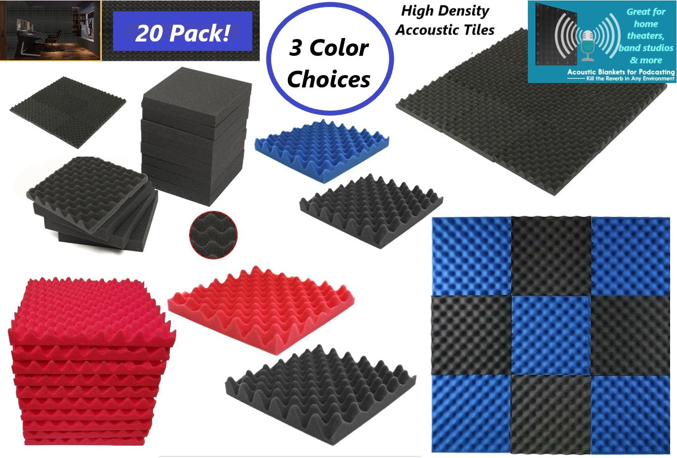 Charcoal Pack of 24 Sets 12 x 12 x 2 Top Pack Supply Convoluted Foam Sets