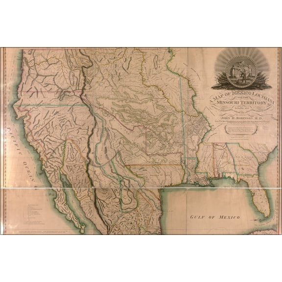 24"x36" Gallery Poster, map of western united states of america 1819