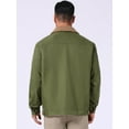 thumbnail image 3 of DARING DIVA Collared Button Front Fleece Lining Cargo Trucker Jacket L Olive Green, 3 of 7