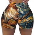 thumbnail image 2 of Daiia Starry Night Guitar Dog Pattern Women's Workout Shorts Biker Shorts - High Waisted Workout Spandex Tummy Control Gym Running Yoga Shorts-Large, 2 of 8