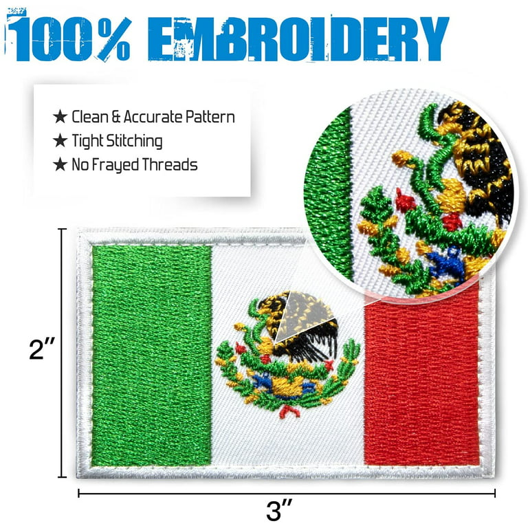 stidsds 2 Pack Mexico Flag Patch Mexico Flags Embroidered Patches Mexican  Flags Military Tactical Patch for Clothes Hat Backpacks Pride Decorations