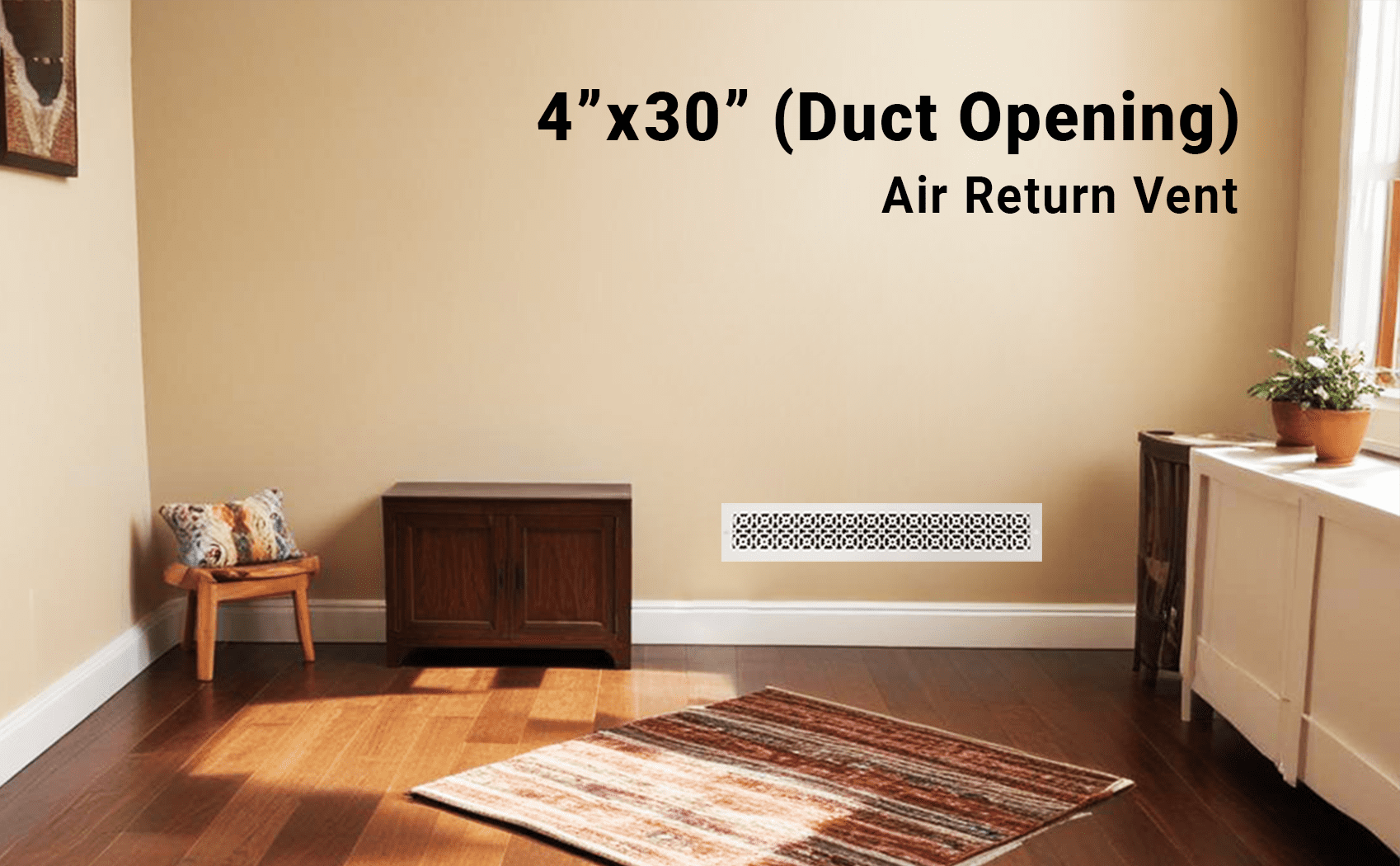 Achtek Air Return 4"x30" (Overall Size 6"x32") | Cast Aluminum Air Grille | HVAC Duct Cover for Home Ventilation