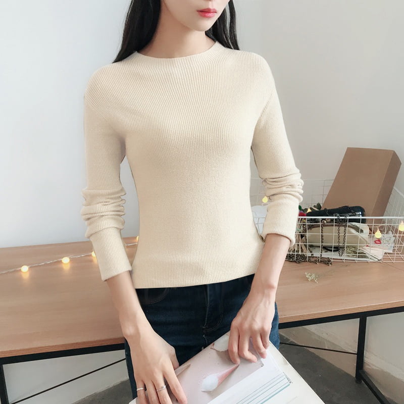 NEW Womens Long Sleeve Knit Sweater O Neck Casual Knitwear Jumper Pullover Tops