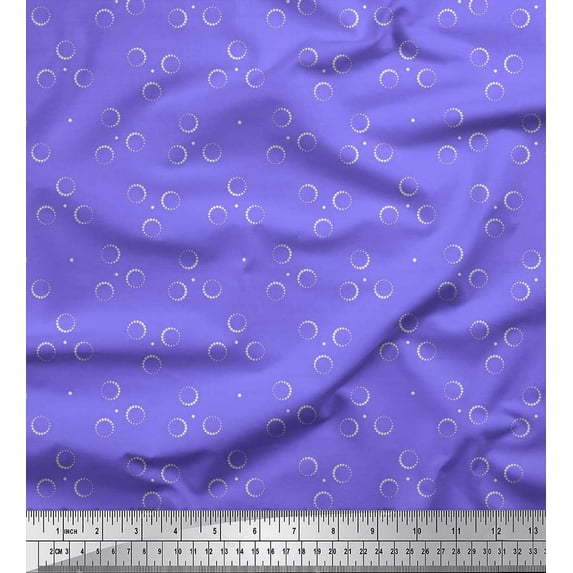 Soimoi Cotton Duck Fabric Circle & Dots Print Sewing Fabric Yard 56 Inch Wide