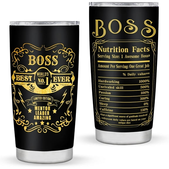 Boss Gifts for Men, Funny Boss Gifts, Thank You Gifts for Boss 20OZ Tumbler, Worlds Best Boss Gifts Boss''s Day Gifts, Boss Birthday Gift for Men Boss Coffee Mug,Male Boss Appreciation Gifts Cup