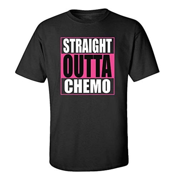 Cancer Awareness Straight Outta Chemo Adult Short Sleeve T-Shirt-Black-XXXL