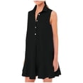 thumbnail image 4 of Mid Length Dress For Women Women‘S Tunic Mini Shirt Dress Cotton Sleeveless Cute Chambray Dress Button Up Flowy Ruffle, 4 of 4