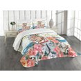 thumbnail image 3 of Ambesonne Chill Quilted Bedspread Set 3 Pcs, Girl Rose Flourish, King Size, Multicolor, 3 of 5