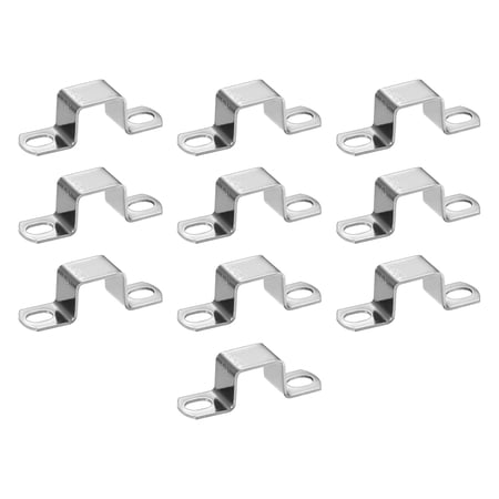 Uxcell 10-Pack U Shaped Connector Bracket 20x20mm 304 Stainless Steel Square Pipe Clamp for Door Closed Bar Holder Strut Channel