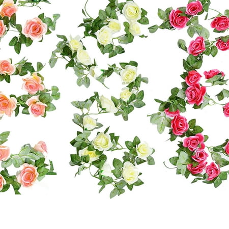Pinterest Home Decor Crafts 7.5 FT Fake Rose Vine Flowers Plants Artificial Flower Hanging Rose Ivy Home Hotel Office Wedding Party Garden Craft Art Decor Rose Red ()