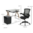 thumbnail image 4 of Flash Furniture Work From Home Kit - Glass Desk with Keyboard Tray, Ergonomic Mesh Office Chair and Filing Cabinet with Lock & Side Handles, 4 of 9