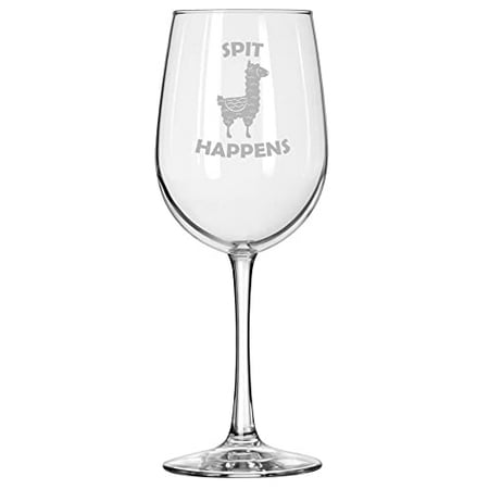 

Wine Glass for Red or White Wine Spit Happens Funny Llama (16 oz Tall Stemmed)