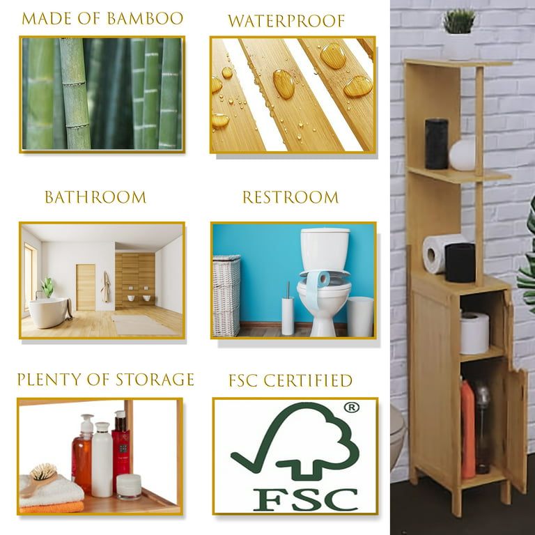 Evideco Free Standing Corner Shower Caddy Bamboo 2 Shelves