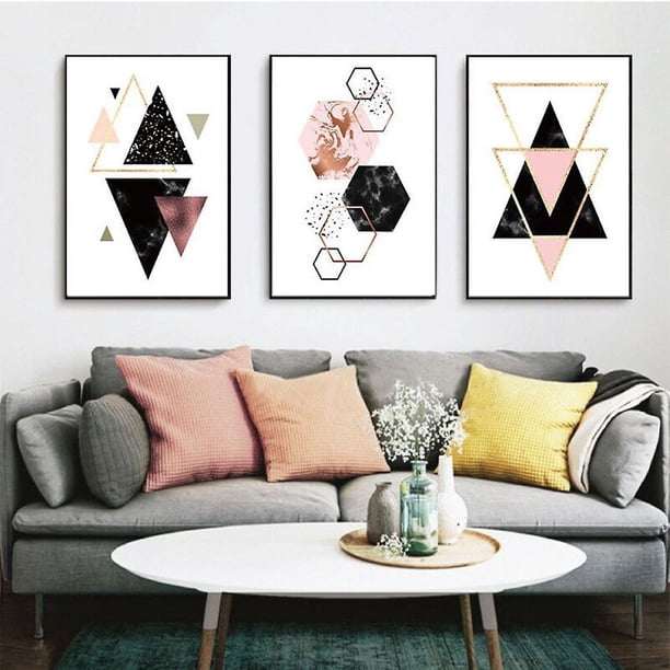 Wekity Póster con impresión en lienzo con textura de mármol, diseño geométrico de patchwork 1, diseño abstracto simple, decoración de dibujo para el hogar, sala de estar, dormitorio, oficina