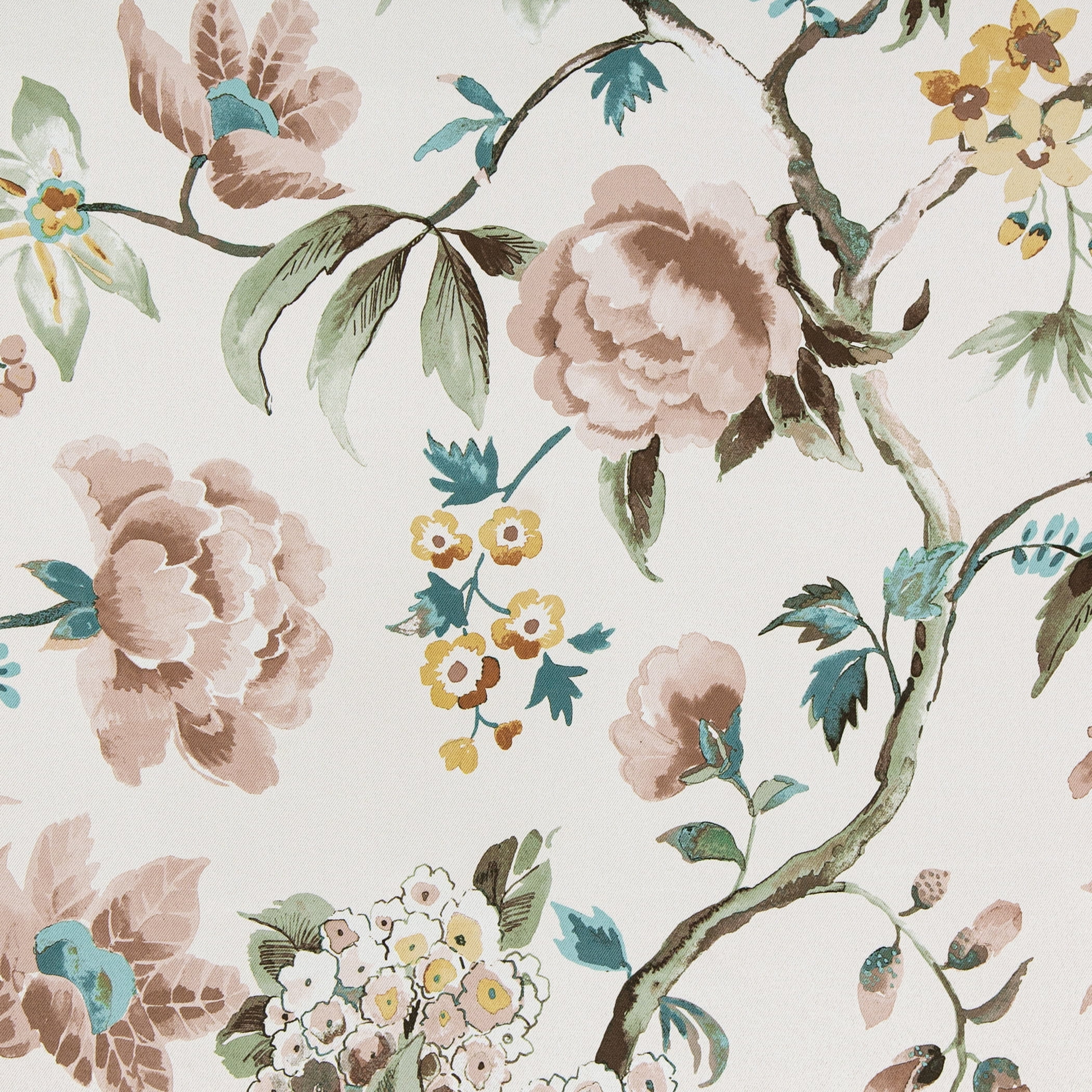 Sun Zero Therese 2-pack Vintage Floral Magnetic Closure 100% Blackout Back Tab/Rod Pocket Curtain Panel Pair, 40"W x 84"L, Stone